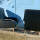 2 vintage faux leather armchairs