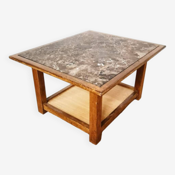 Table basse en bois et plateau en marbre