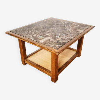 Wooden coffee table and marble top