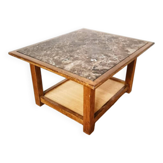 Table basse en bois et plateau en marbre