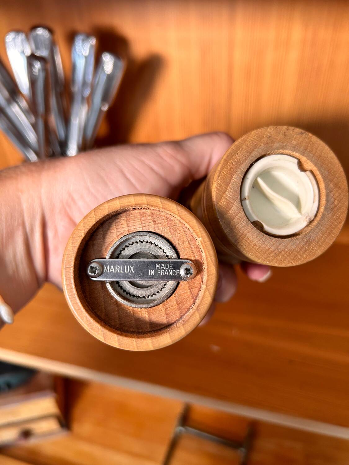 Marilux pepper mill and salt shaker