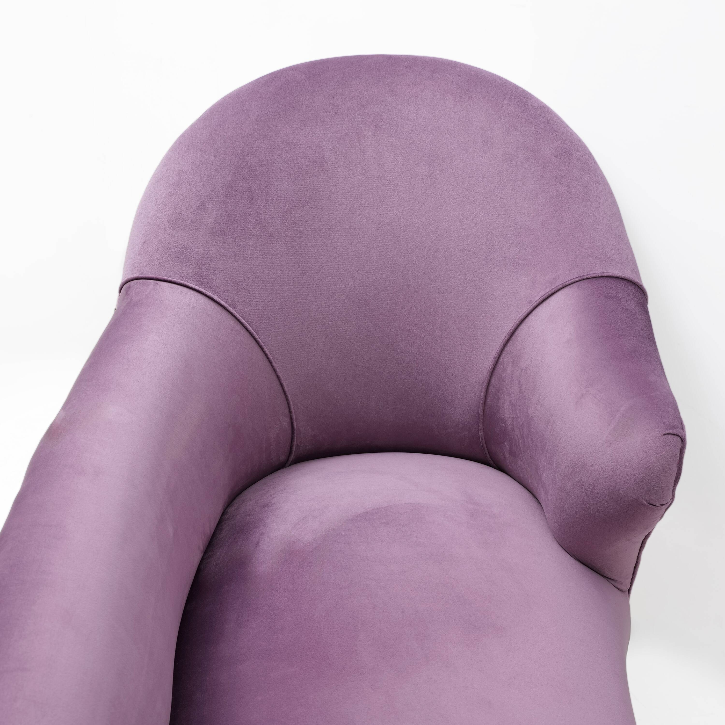 Italian Mid-Century Style Dormeuse in Mauve Velvet with Brass Feet