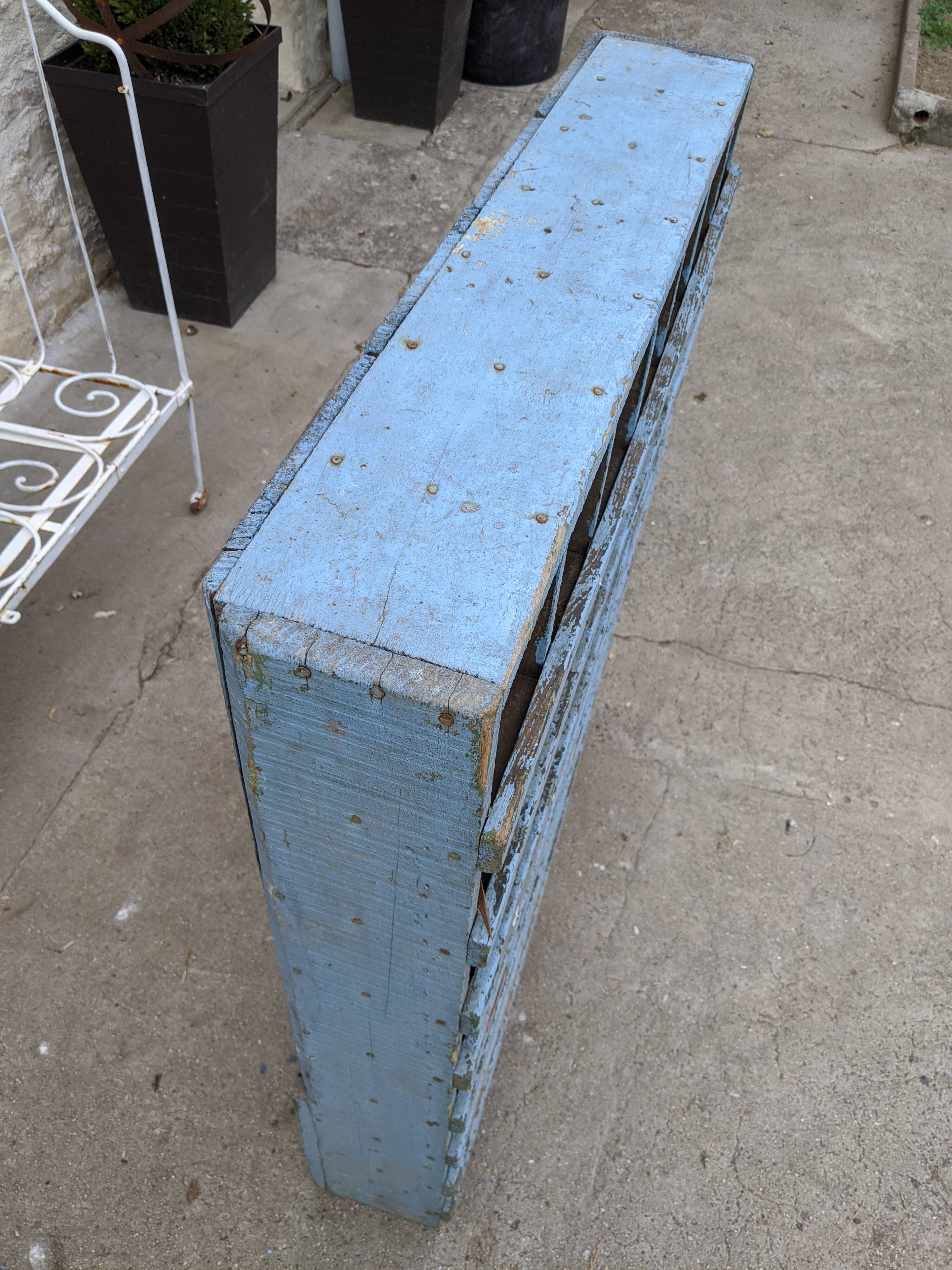 Wooden furniture with blue locker