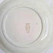 Shallow dish Gien orange and black model 456, Moulin des Loups yellow and grey.