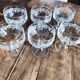 Set of 6 vintage glass champagne glasses with grape cluster filigree