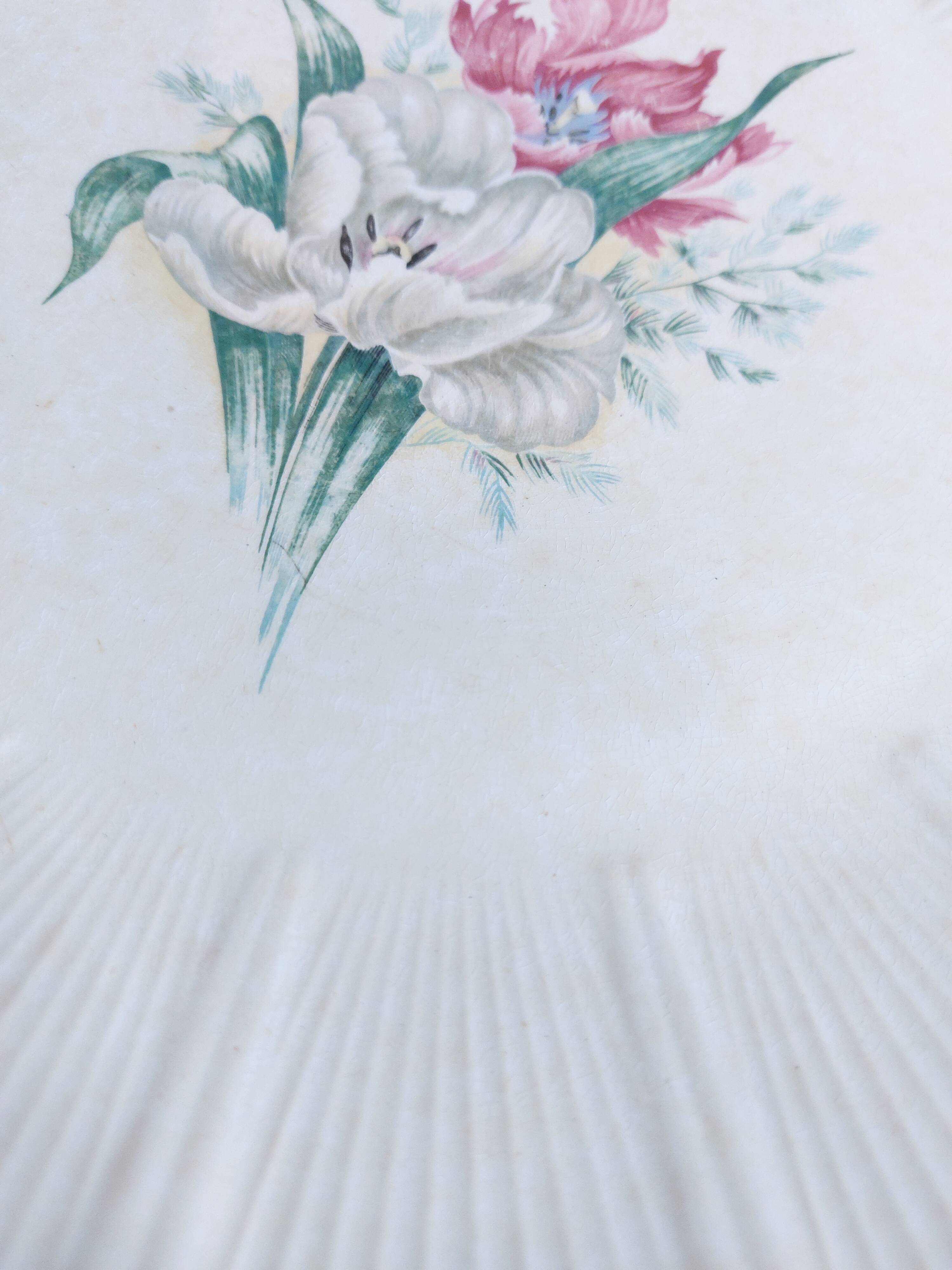 Antique rare large serving platter from L'Amandinoise with Iris decor D29, vintage France