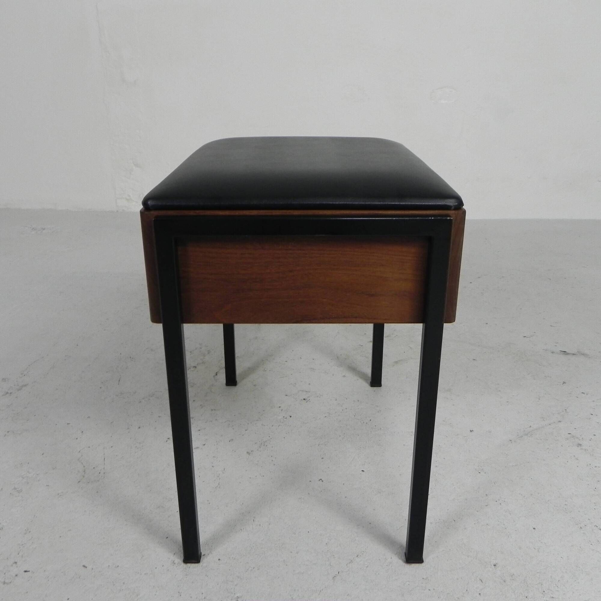 Aristo teak wooden sewing supplies stool, piano stool, 1960s