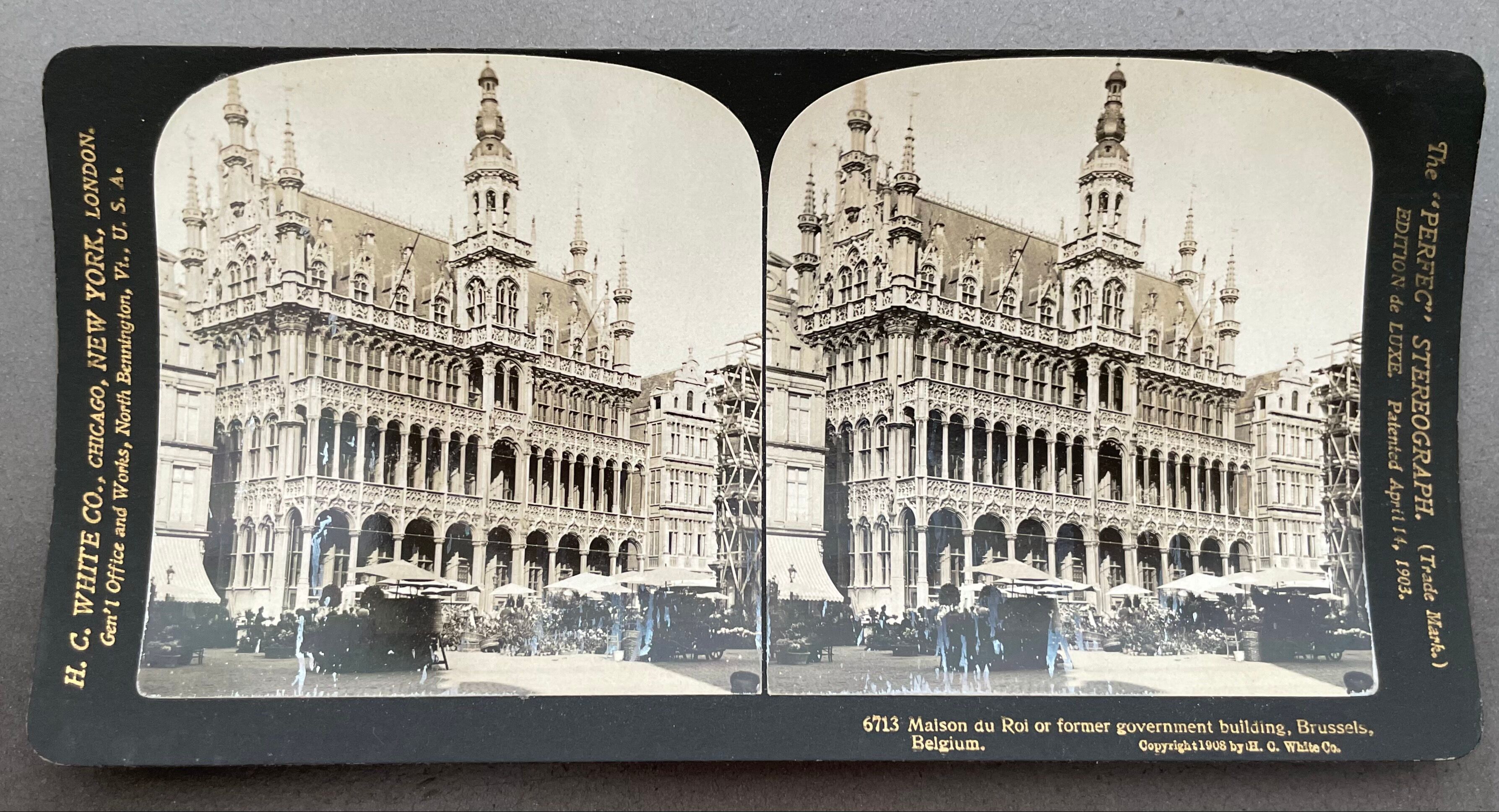 Old photography stereo, stereograph, luxury albumine 1903 Maison du Roi, Belgium