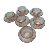 Set of 6 pink tea cups with rosaline sub-cup Arcoroc Luminarc