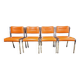 Set de 4 chaises chromées skaï orange 1970 vintage