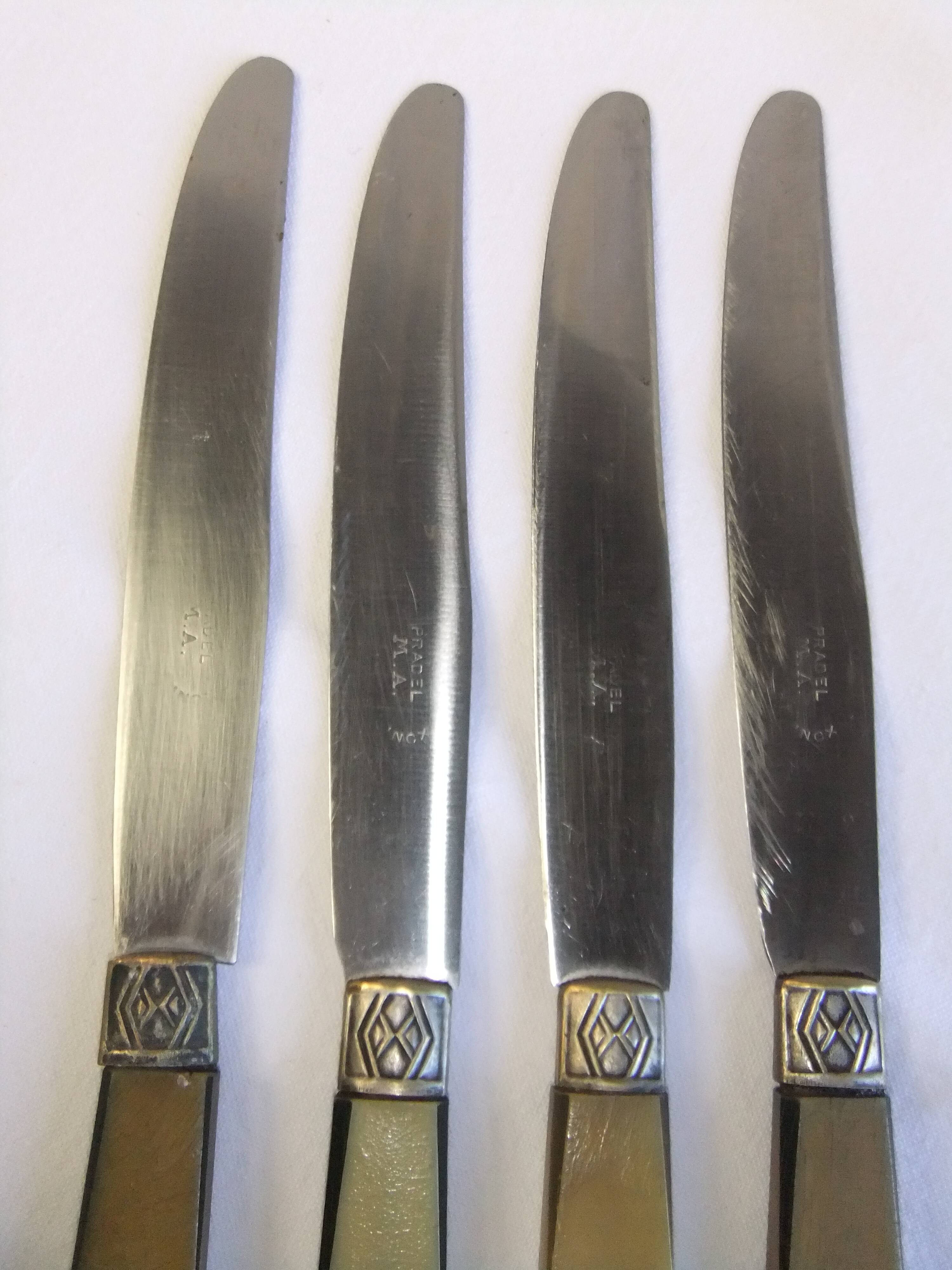 Covered table service old knives Pradel M ferrule art deco period