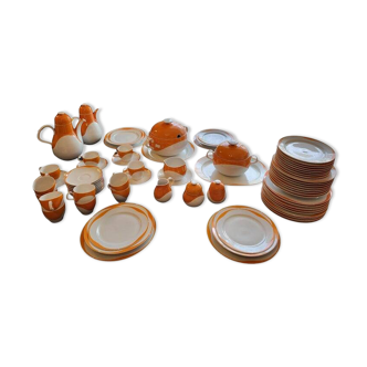 Heinrich Germany complete service in white and orange porcelain Space Age 1970