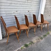 (Lot) 5 vintage wooden chairs attributed to Baumann (to be restored)