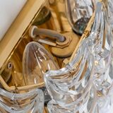 Pair of wall sconces in gilded brass and crystal, Sciolari design, Palwa, Germany, 1960s.