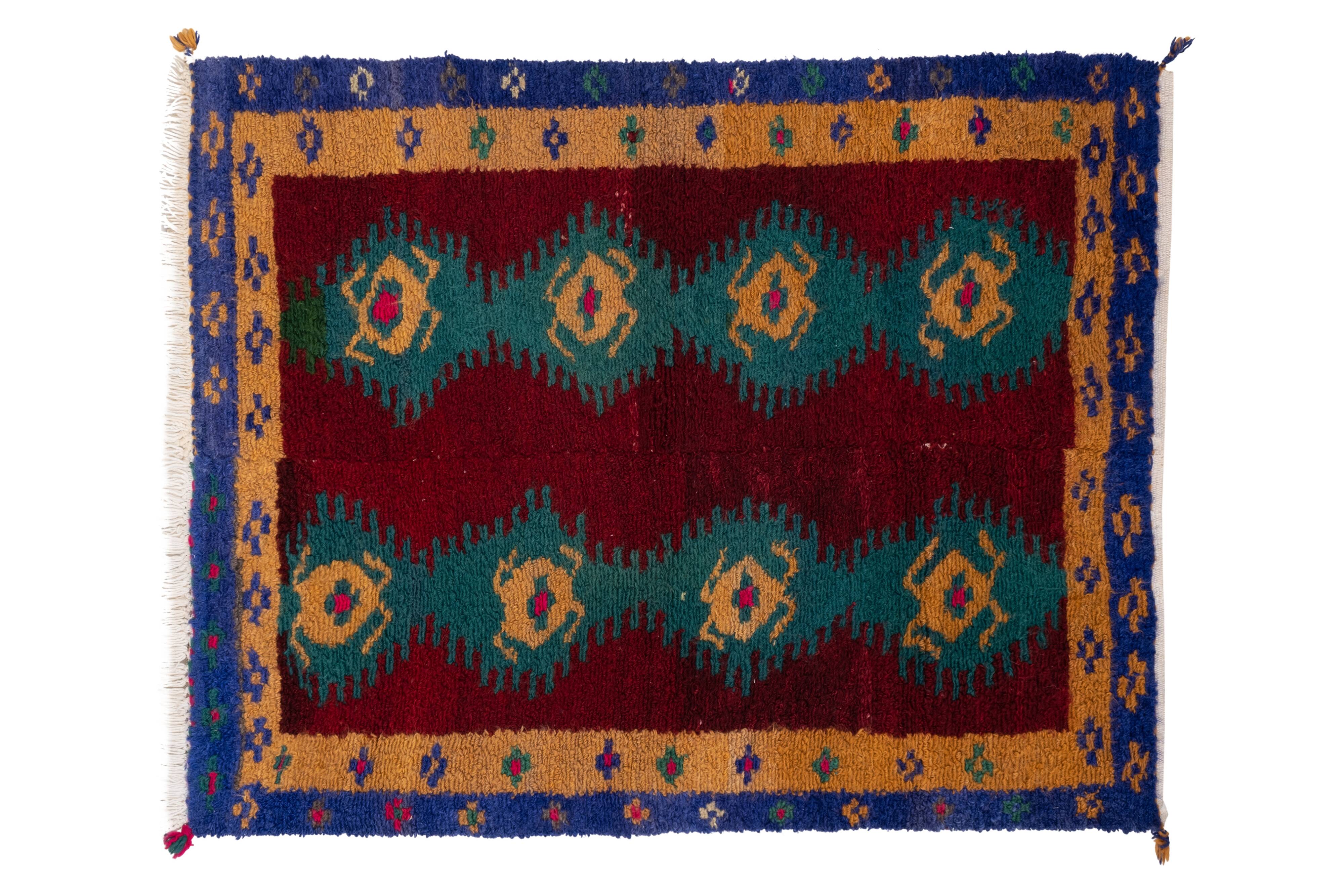 1970 Vintage Handmade Turkish Small Tulu Rug , 3'7'' x 4'4''