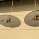 Three Suspensions enamelled sheet green and white golden threads brass socket