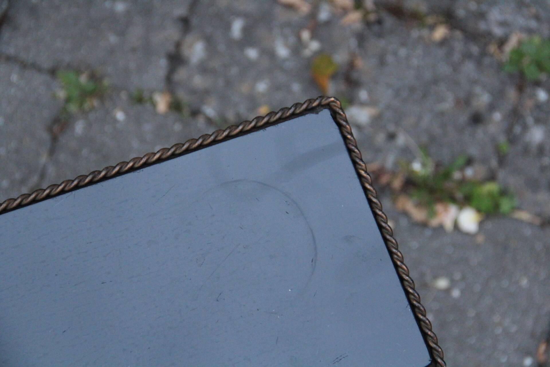 Tablette porte-revues, porte-journaux céramique et fer forgé