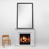 Baroque black large oak fireplace mirror, France ca. 1850