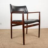 Danish Rosewood and Leather Office Chair by Erik Worts 1960.