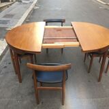 Teak table and chairs by Hans Olsen for Frem Røjle, 1960s