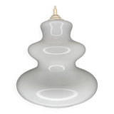 Large wavy white opaline pendant lamp