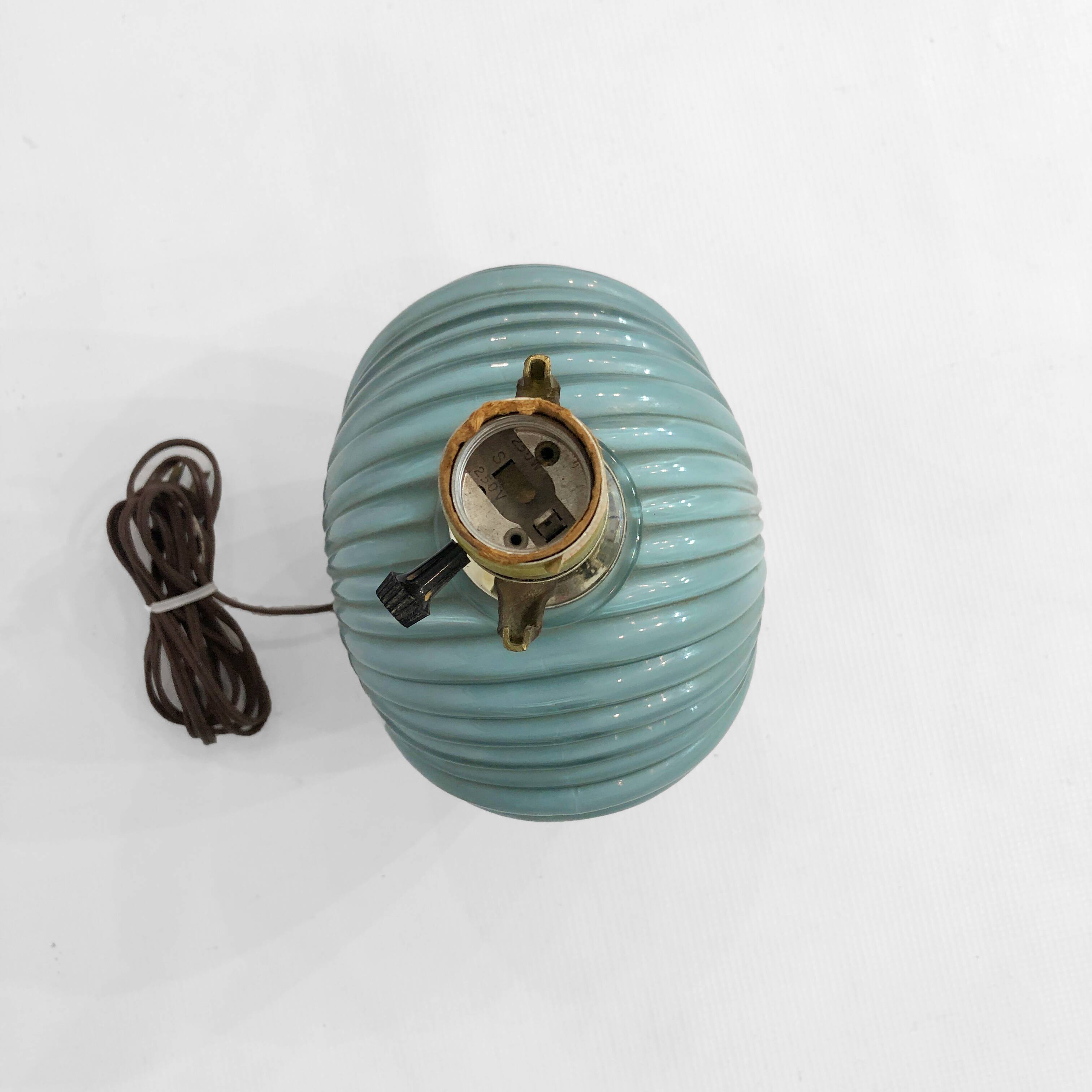 Dusty Blue Candy Table Lamp Turquoise 1970s Hollywood Regency Midcentury Vintage