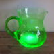 Pichet ou broc à eau en verre ouraline couleur vert ancien