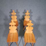 Vintage mid-century brutalist style design Tiroler chair set of 4