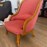Pair of Rampe armchairs in cherry wood – high-end fabric