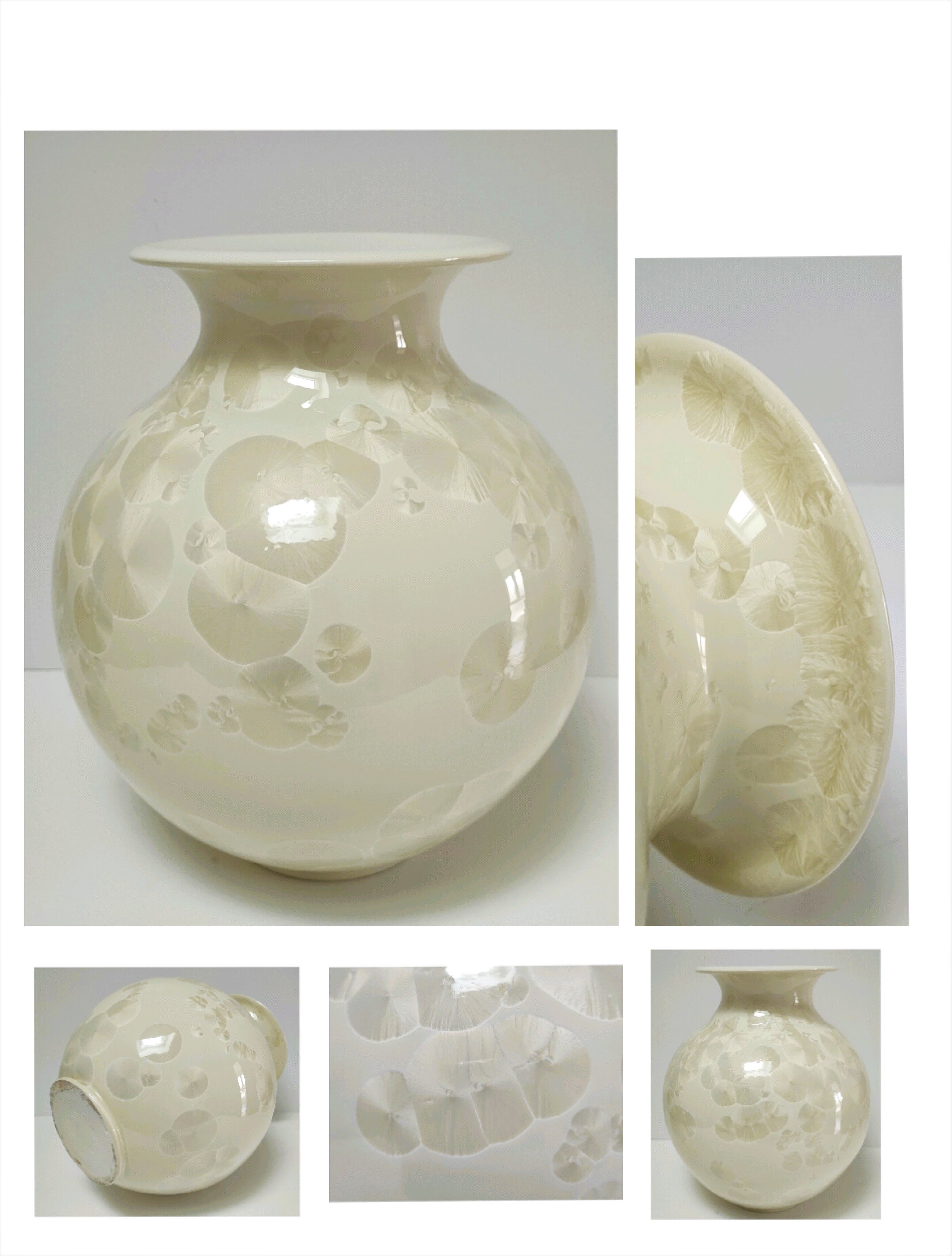 Ceramic vase with crystallizations by Bernard Guipouy stamped