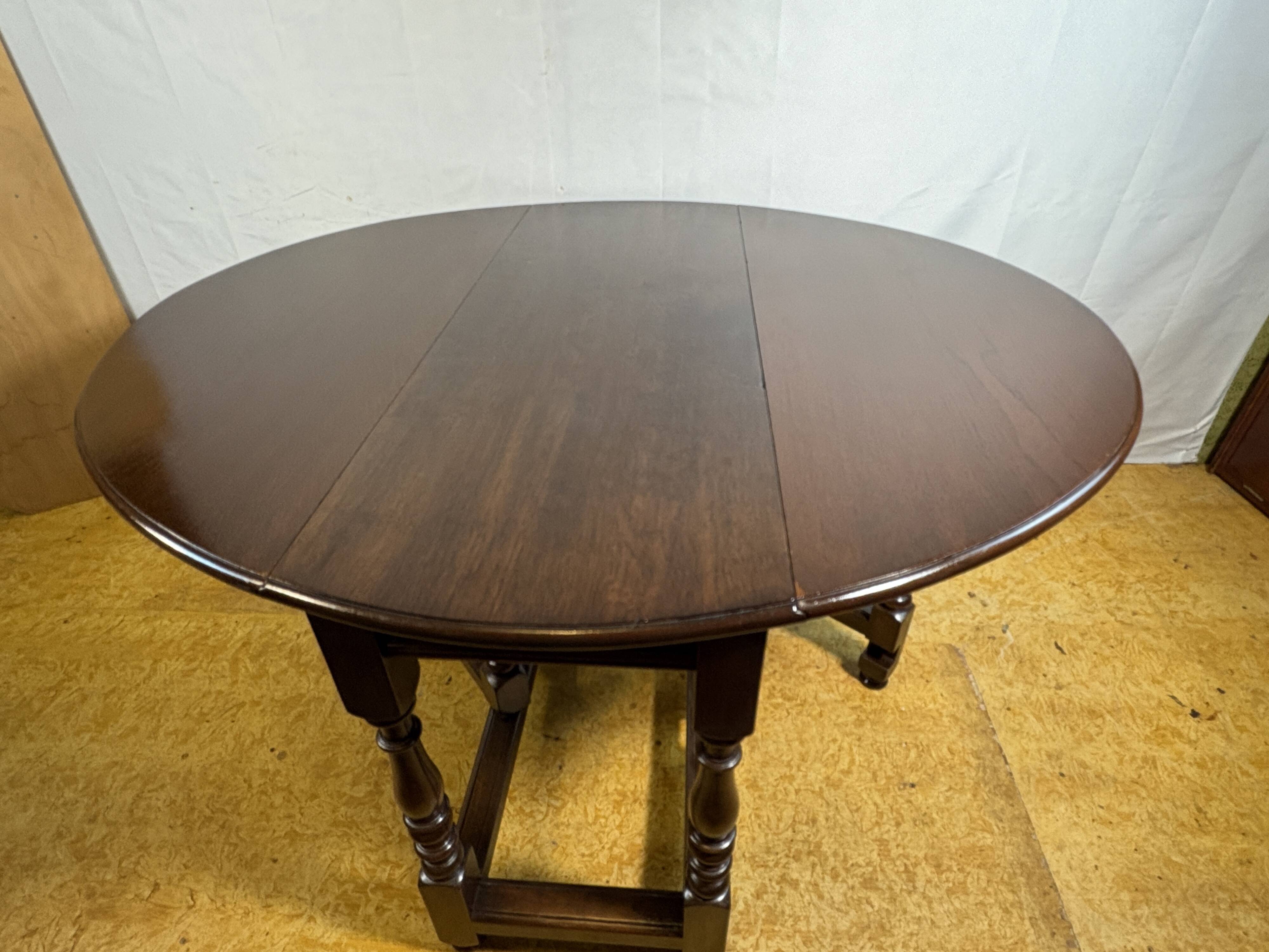 Jacobean Revival Solid Oak Gate Leg Drop Leaf Table 1900 English Antique