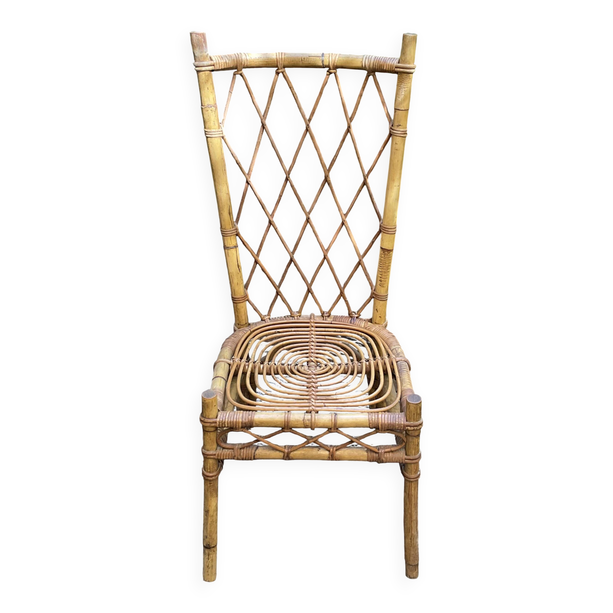 Louis sognot chaise osier rotin vintage