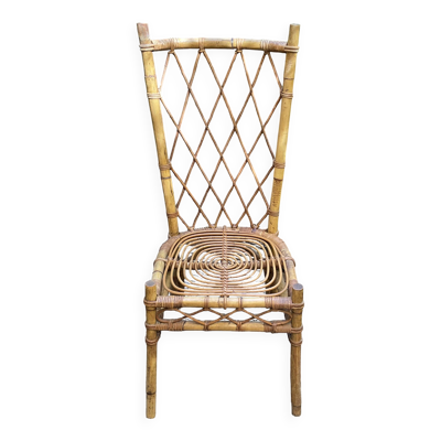 Louis sognot chaise osier rotin vintage