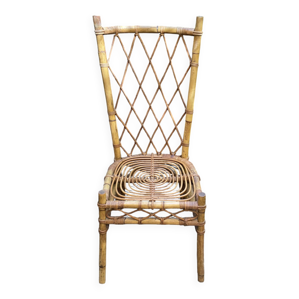 Louis sognot chaise osier rotin vintage