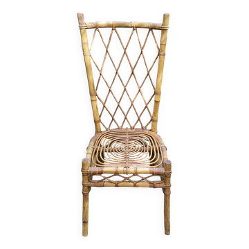 Louis sognot chaise osier rotin vintage