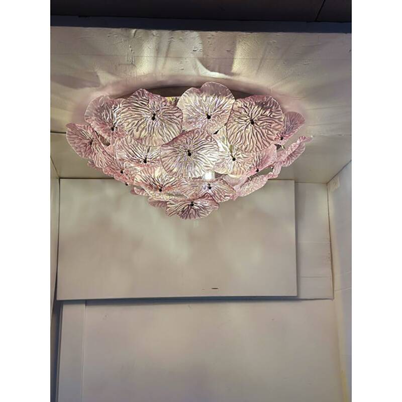 Contemporary Ametista Floral Glass Flush Mount