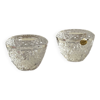 Set of 2 antique Arques crystal candlesticks