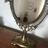 Golden brass standing psyche mirror  29x40cm