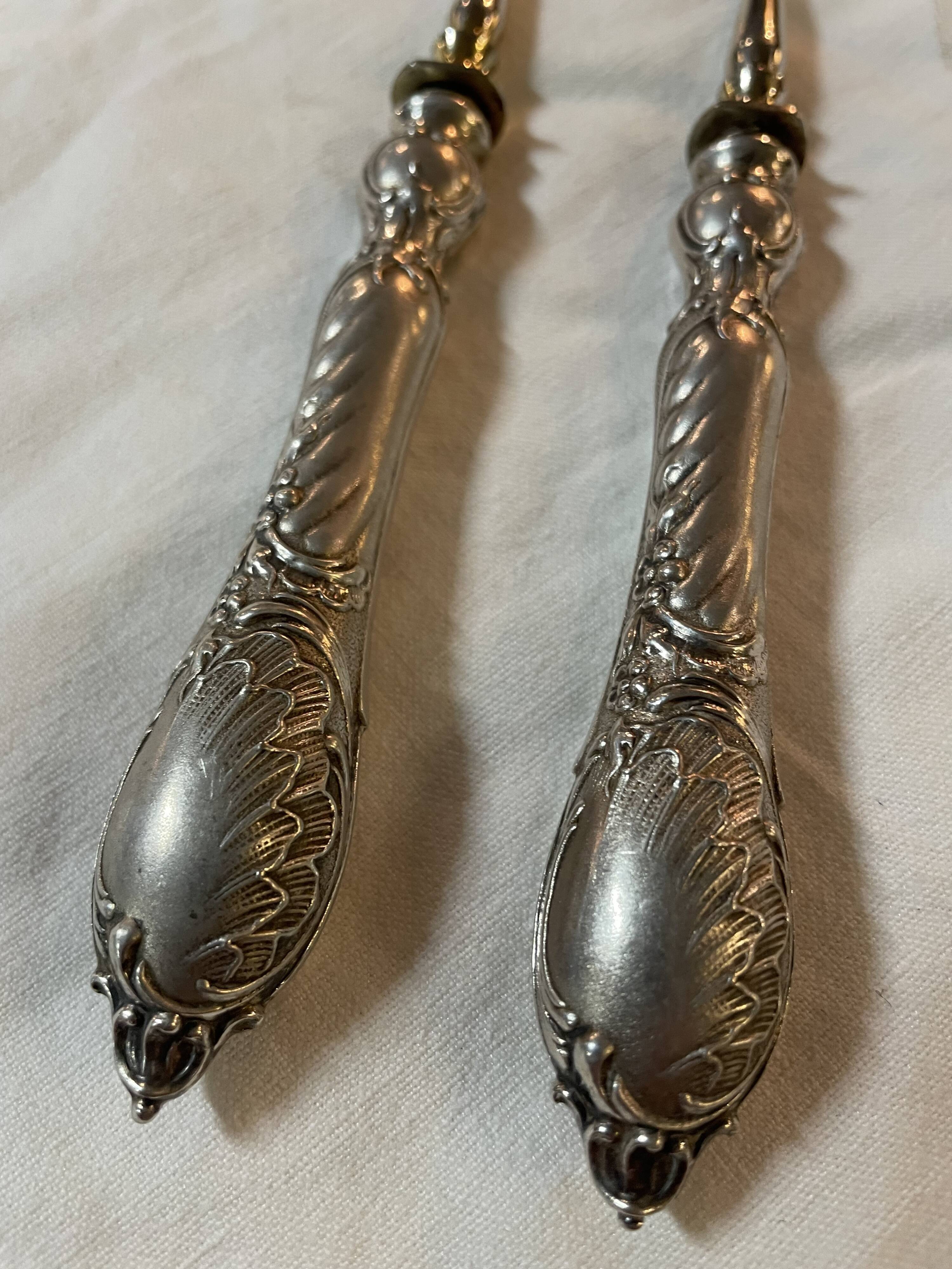 Pair of silver charcuterie forks
