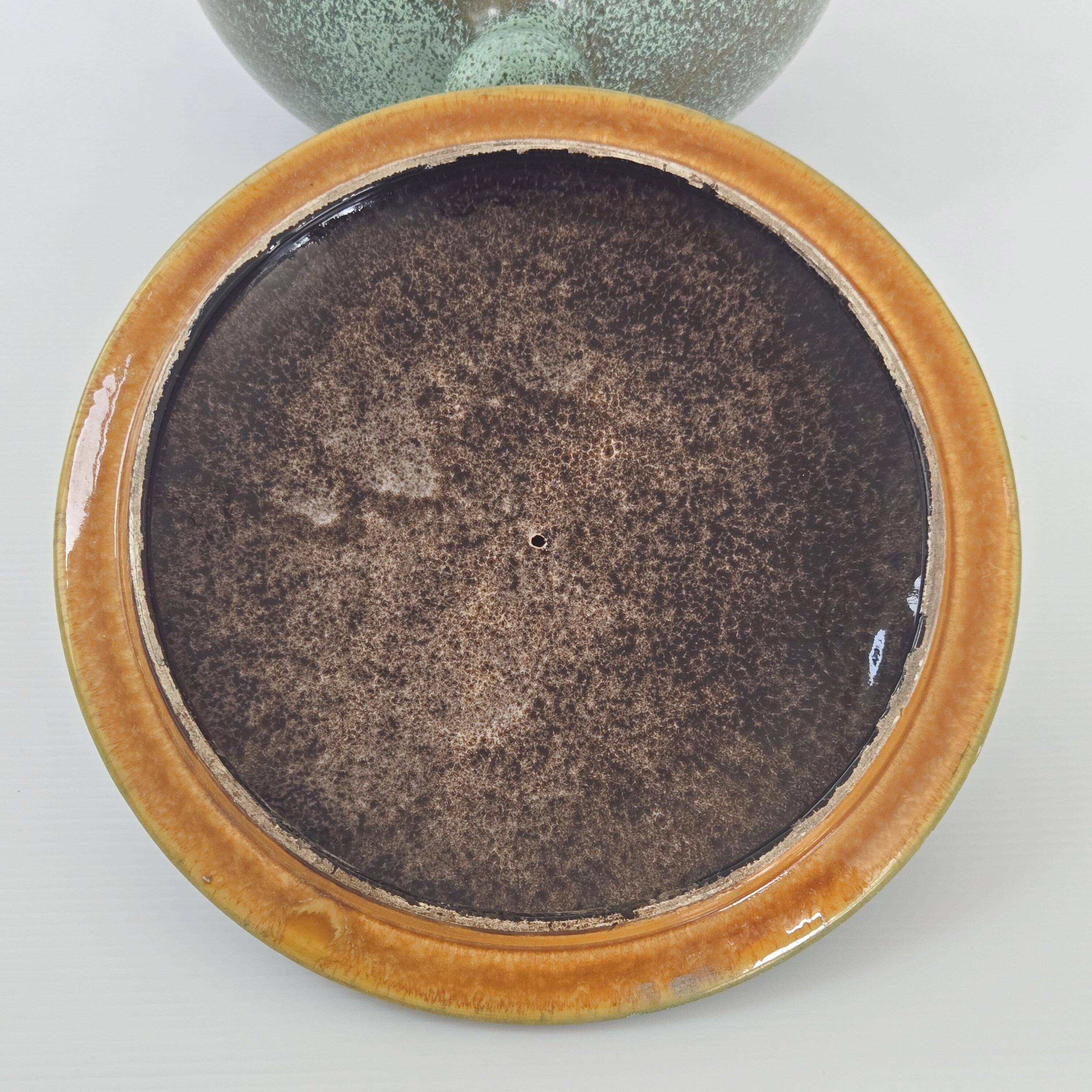 Lunetta Vallauris soup tureen and salad bowl in gilded ceramic, 1960