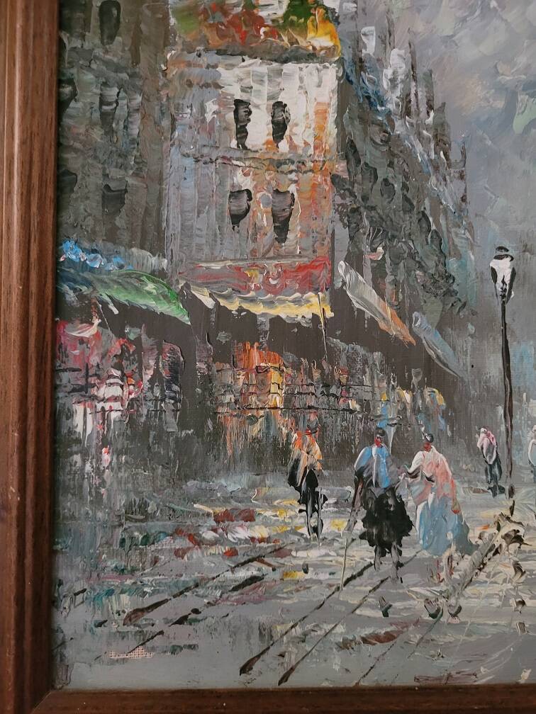 HST “Busy street in winter” by K. NEIL (20th century)