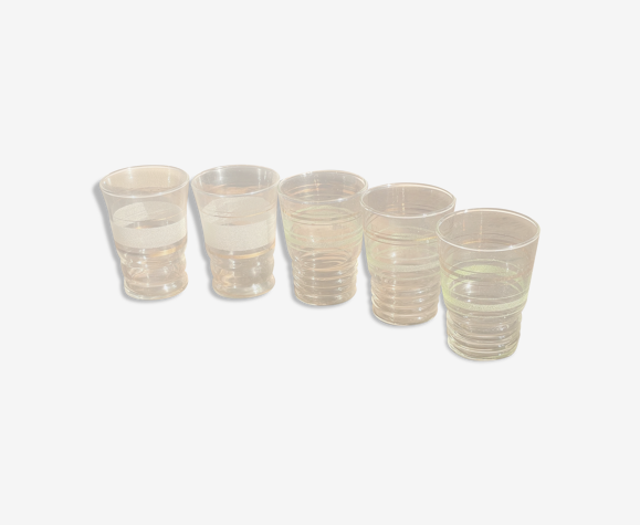 Verre art déco avec bandes dorées et bandes givrées