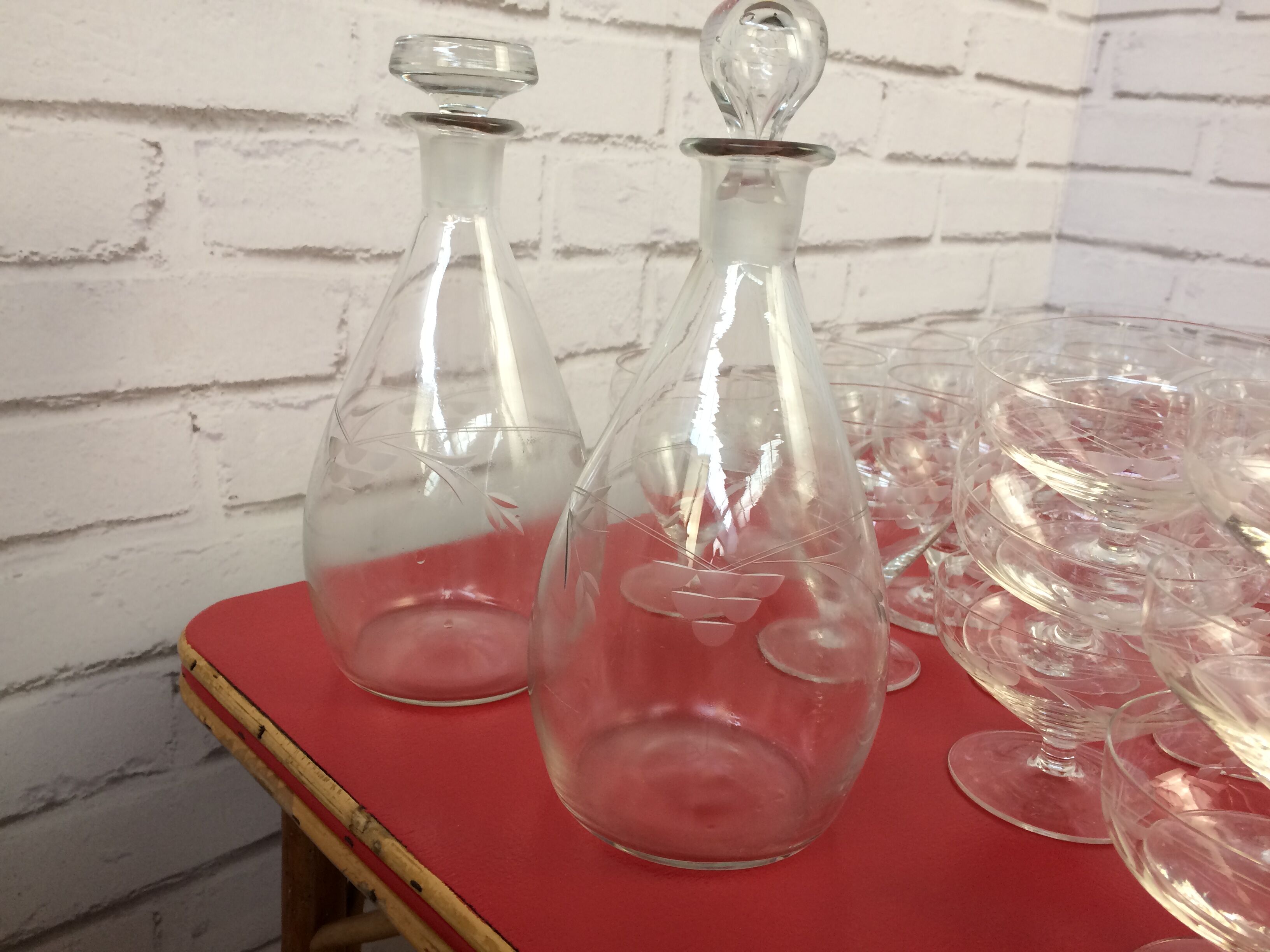 48-piece engraved glass service