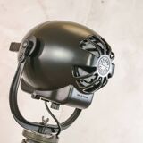 Vintage 1950s Strand Electric Patt 123 Theatre lamp on an old Wooden Army Surveyors Tripod