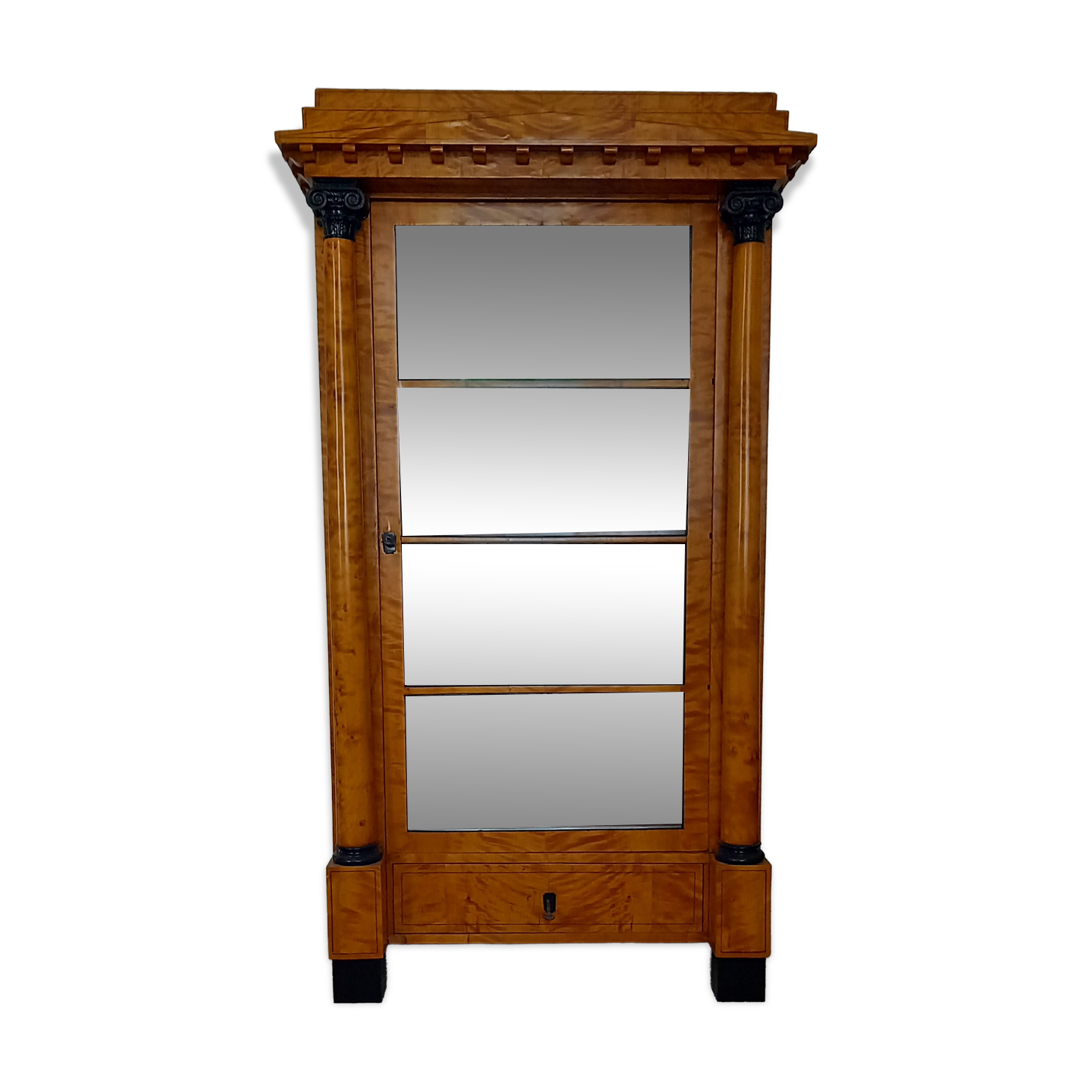 Antique German Biedermeier Birch Display Cabinet