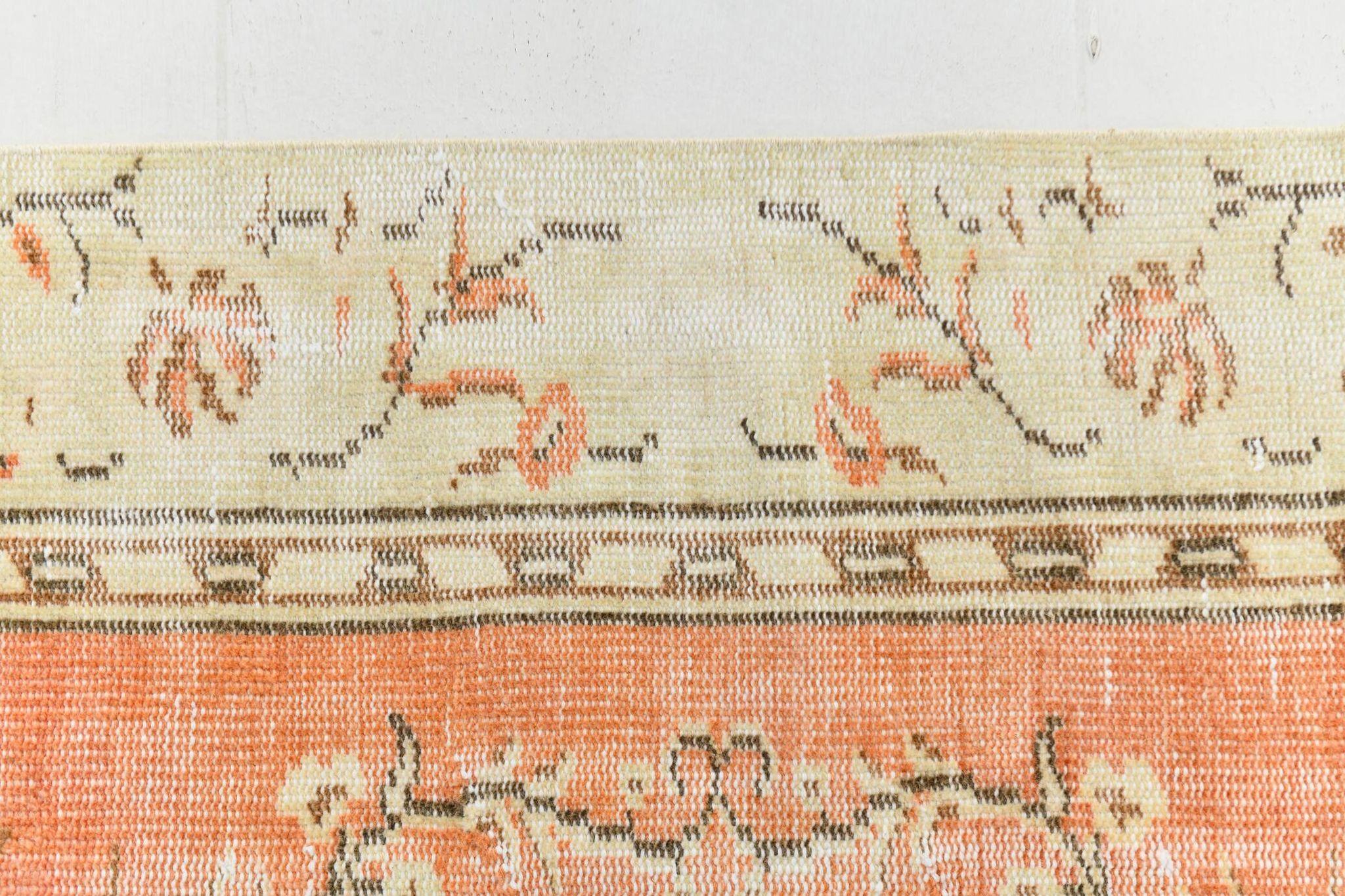 4x7 Peach & Beige Oriental Turkish Vintage Rug, 134x220Cm