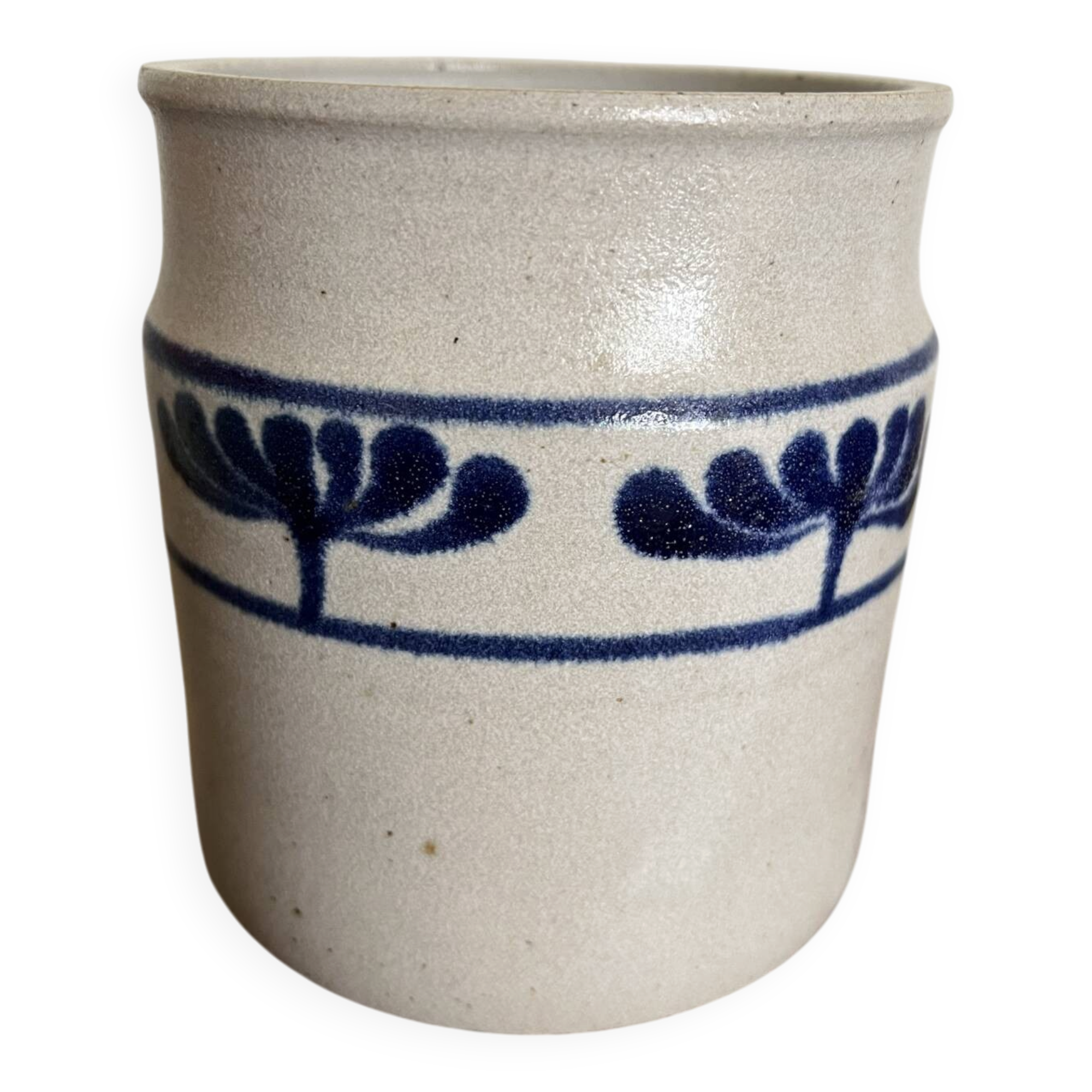 Pot grès ancien décor main Alsace