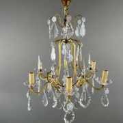 Lustre En Laiton Et Cristal, XXe Siècle