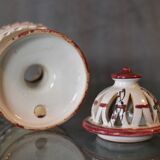 Tealight lamp foot with openwork earthenware decoration