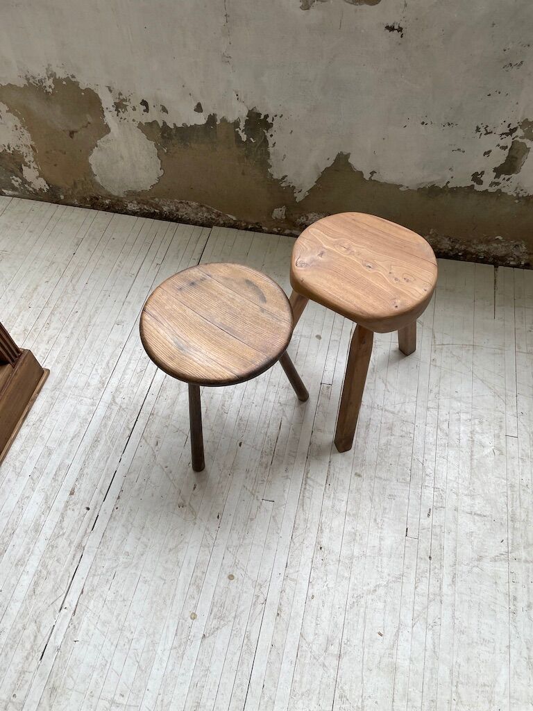 French tripod oak stool 50